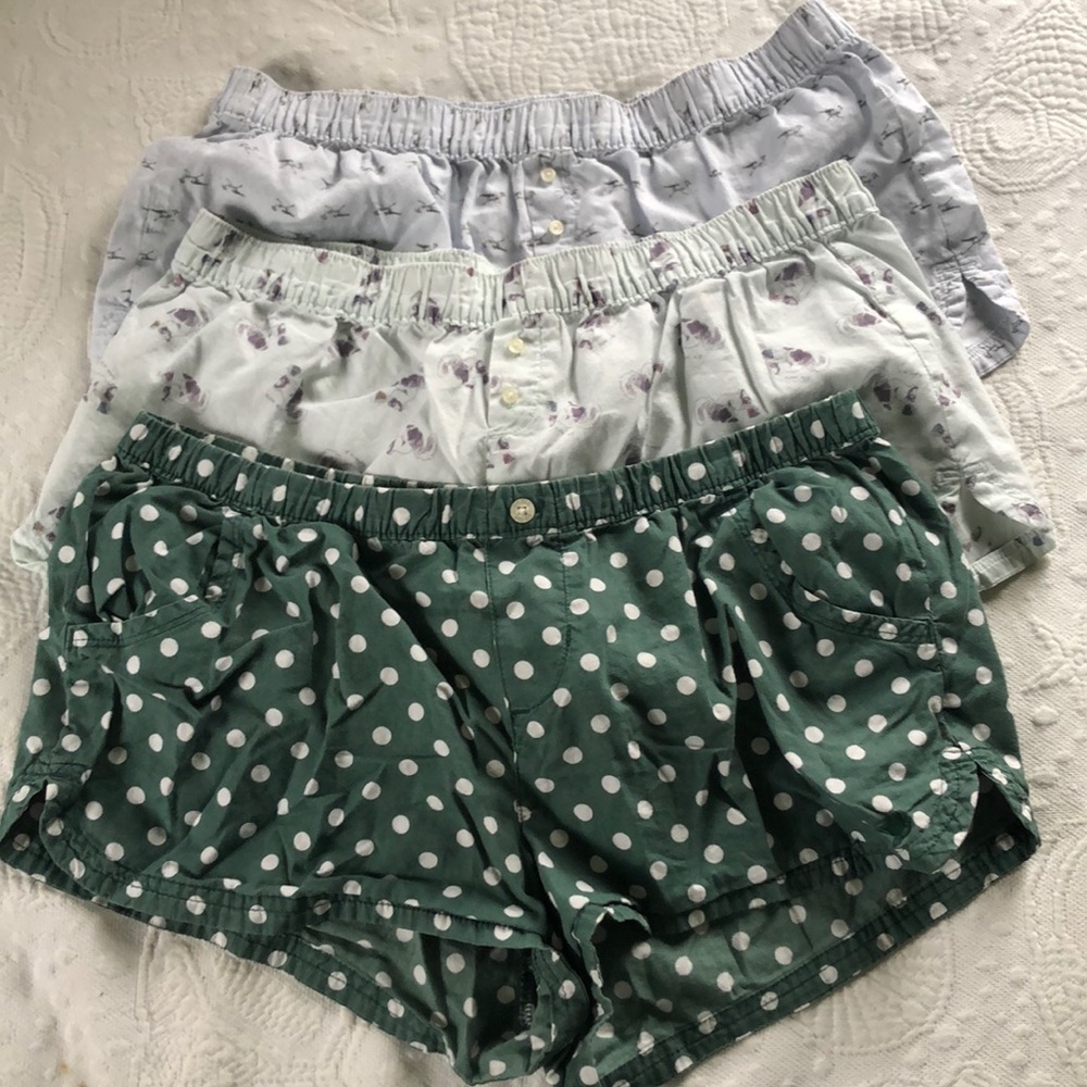 3 pairs of aerie pajama shorts, all size medium